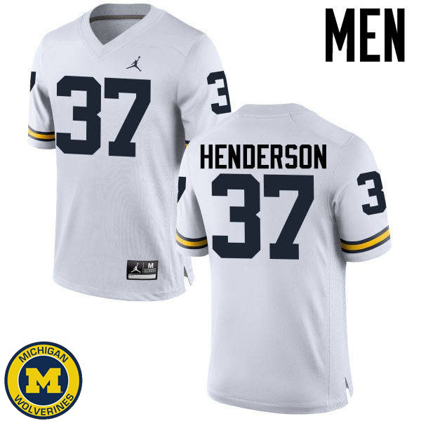 Men's University of Michigan #37 Bobby Henderson White Embroidery Jersey